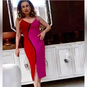 Red and pink Christian Siriano dress